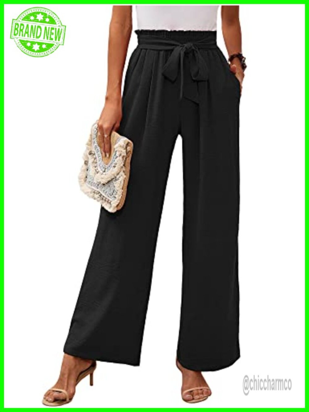 Wide Leg Pants for Women High Waist Tie Knot Trousers Palazzo Summer